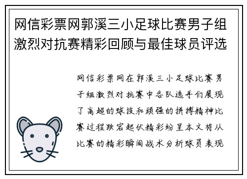 网信彩票网郭溪三小足球比赛男子组激烈对抗赛精彩回顾与最佳球员评选